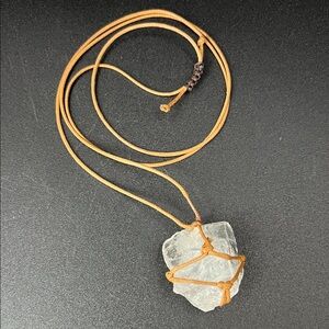 Vintage Handcrafted Crystal Pendant 28” Adjustable Necklace